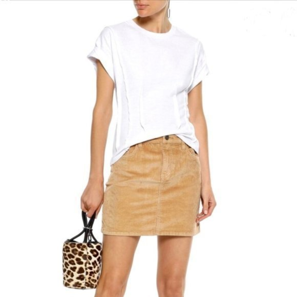 Current/Elliott Corduroy‎ Five-pocket Stretch Mini Bodycon skirt In Barley 27